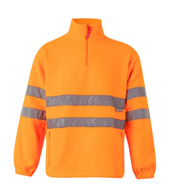Pile VELILLA zip lunga alta visbilità con bande rifrangenti,
2 zip mani 1 zip petto
100% poliestere, peso 280gr/m2